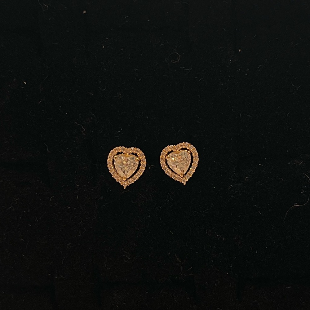 NWT Swarovski 14K Gold Heart Stud Earrings